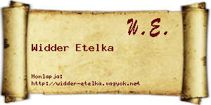 Widder Etelka névjegykártya